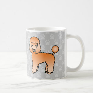 Taza De Café Perros Caniche Juguete Color Albaricoque Sobre Gri