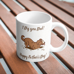 Taza De Café Perros cavadores sucios - Feliz Día del Padre.