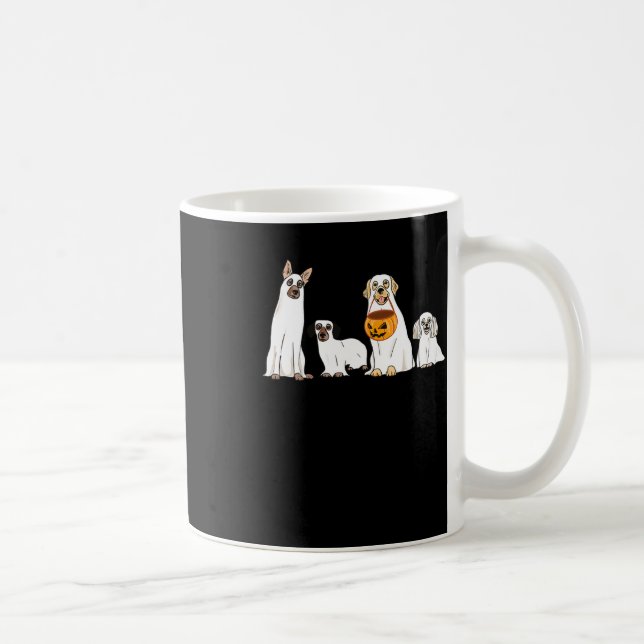 Taza De Café Perros con traje fantasma Perro divertido Hallowee (Derecha)
