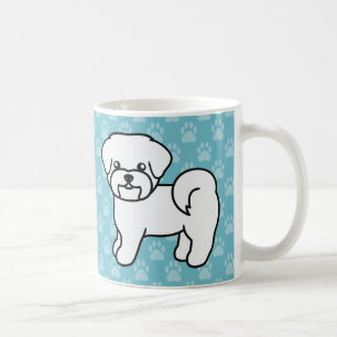 Taza De Café Perros de dibujos animados malteses sonrientes bla