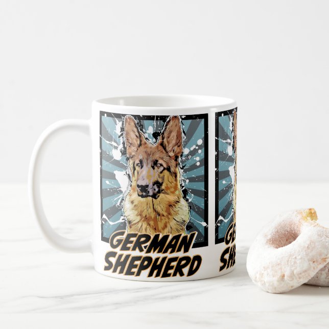 Taza De Café Perros de la Toon: Pastor Alemán (Con donut)