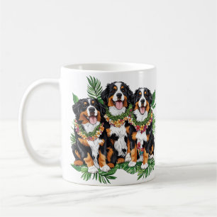 Taza De Café Perros de montaña berneses hawaianos Flor Lei
