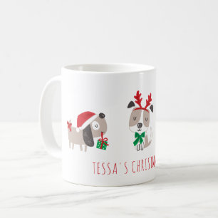 Taza De Café Perros de navidades cortos en blanco