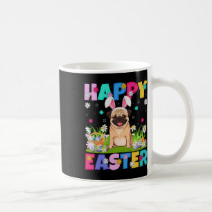 Taza De Café Perros de Pug Feliz Semana Santa Caza de Huevos Co
