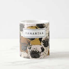 Taza De Café Perros de Pug Grumpy personalizados
