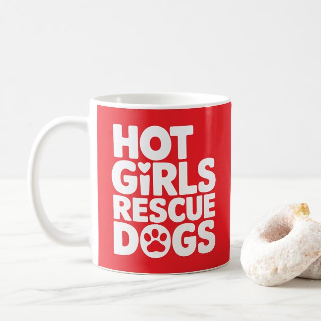 Taza De Café Perros de rescate de Chicas calientes (Con donut)