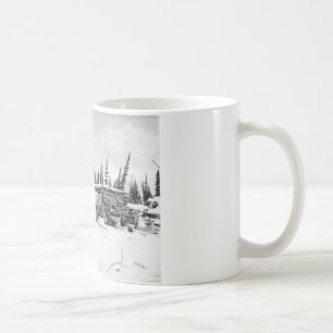 Taza De Café Perros de trineo de Alaska que se colocan fuera de
