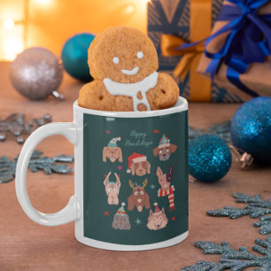 Taza De Café Perros de vacaciones Green Happy Howlidays