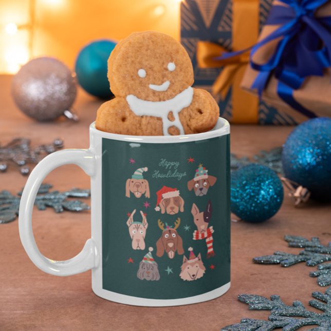 Taza De Café Perros de vacaciones Green Happy Howlidays (Subido por el creador)