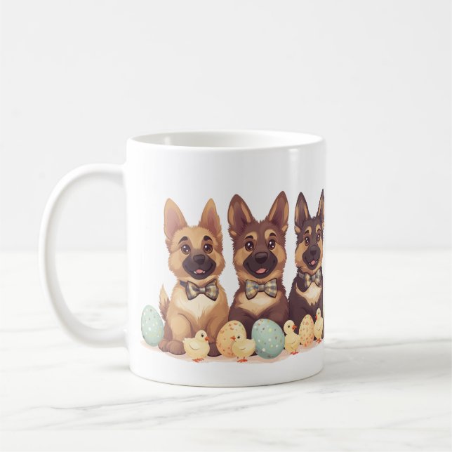 Taza De Café Perros del Pastor Alemán de Pascua (Izquierda)
