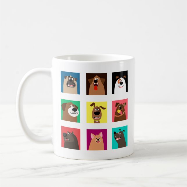 Taza De Café Perros divertidos de dibujos animados (Izquierda)