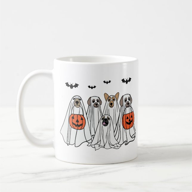 Taza De Café Perros divertidos de Halloween con fantasía - С lo (Izquierda)