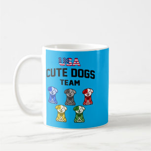 Taza De Café Perros Divertidos Lindos Usa Equipo de Cachorros
