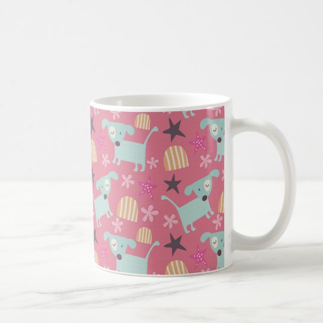 Taza De Café Perros, estrellas y flores (Derecha)