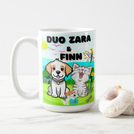 Taza De Café Perros, gatos, aluviones en medio de la naturaleza