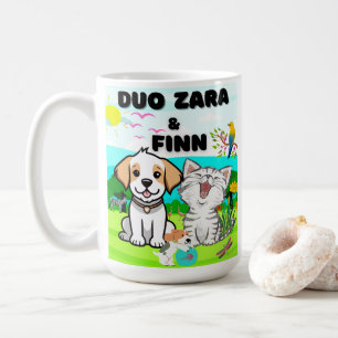Taza De Café Perros, gatos, aluviones en medio de la naturaleza