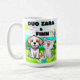 Taza De Café Perros, gatos, aluviones en medio de la naturaleza