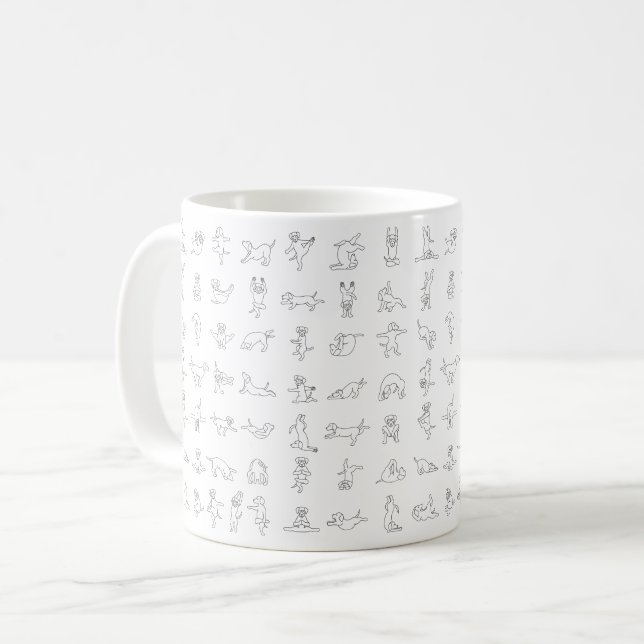 Taza De Café Perros haciendo yoga, pose de yoga doggy (Anverso izquierdo)