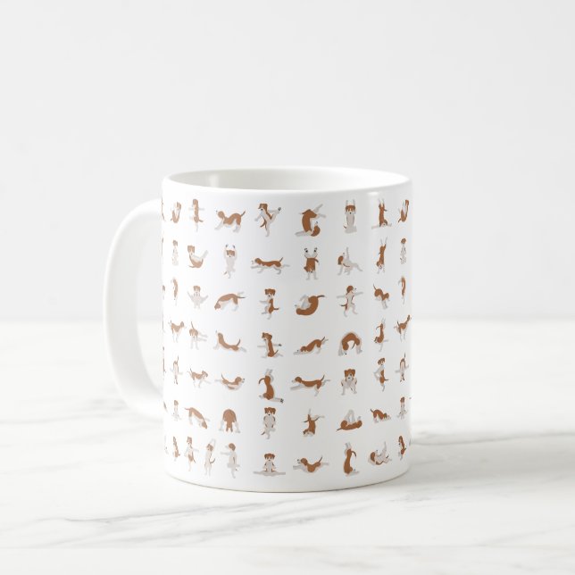 Taza De Café Perros haciendo yoga, pose de yoga doggy (Anverso izquierdo)
