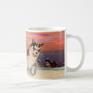 Taza De Café Perros husky siberianos de los años 1940 haciendo 
