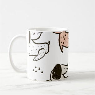Taza De Café Perros infantiles, dibujados a mano, patrón de mod