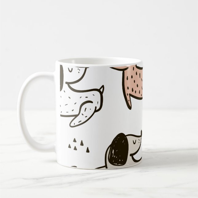 Taza De Café Perros infantiles, dibujados a mano, patrón de mod (Izquierda)