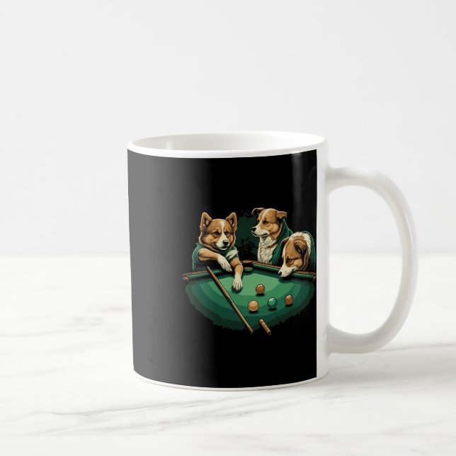 Taza De Café Perros Jugando Mesa De Billar De Billar 8 Ball (Derecha)
