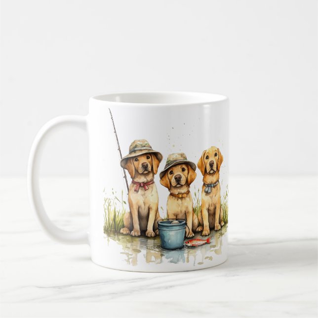 Taza De Café Perros Labrador Retriever pescando (Izquierda)