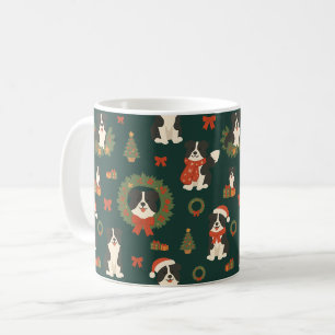 Taza De Café Perros Lindos Border Collie Patrón Navideño Vacaci