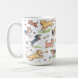 Taza De Café Perros Lindos Jugando en Todas Partes