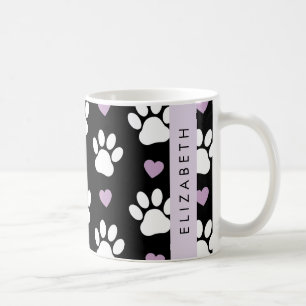 Taza De Café Perros, Manos Blancas, Corazones Lilac, Tu Nombre
