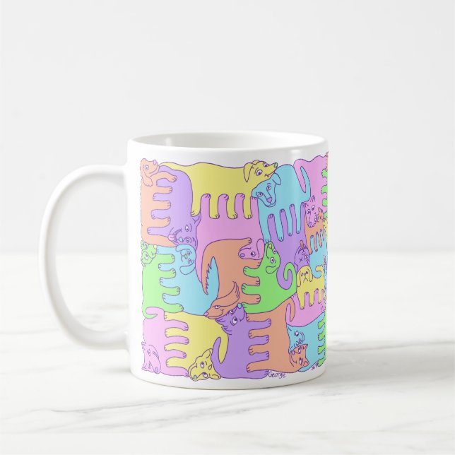 Taza De Café Perros mullidos del arco iris (Izquierda)