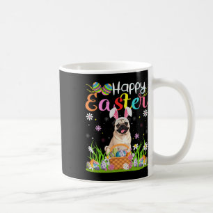 Taza De Café Perros Pug Feliz Semana Santa Caza de Huevos Conej
