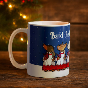 Taza De Café Perros Pug Pomerania Divertidos Cantando Villancic