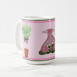 Taza De Café Perros rosados Staffordshire Topiary