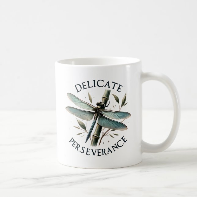 Taza De Café Perseverancia Delicada - Dragonfly artístico (Derecha)