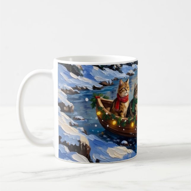 Taza De Café Persian Cat Christmas Boat Holiday (Izquierda)