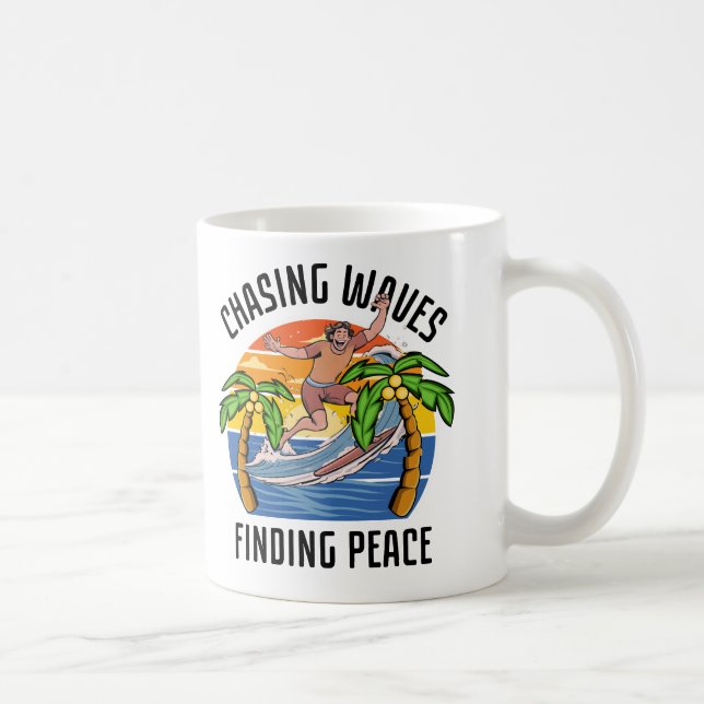 Taza De Café Persiguiendo olas encontrando paz (Derecha)