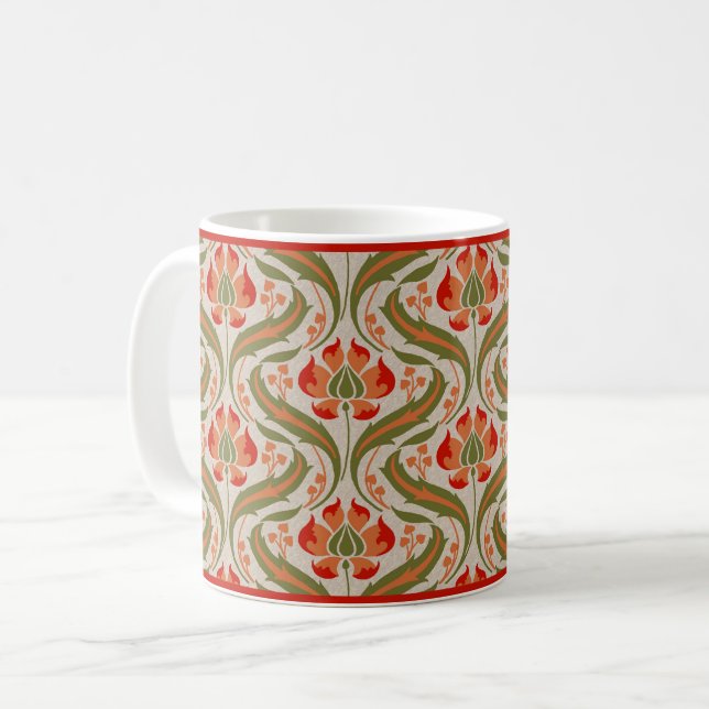 Taza De Café Persimmon Wildflowers Damask Coffee Mug (Anverso izquierdo)