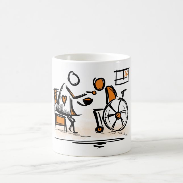 Taza De Café Persona en silla de ruedas. Hogar hospitalario/enf (Centro)