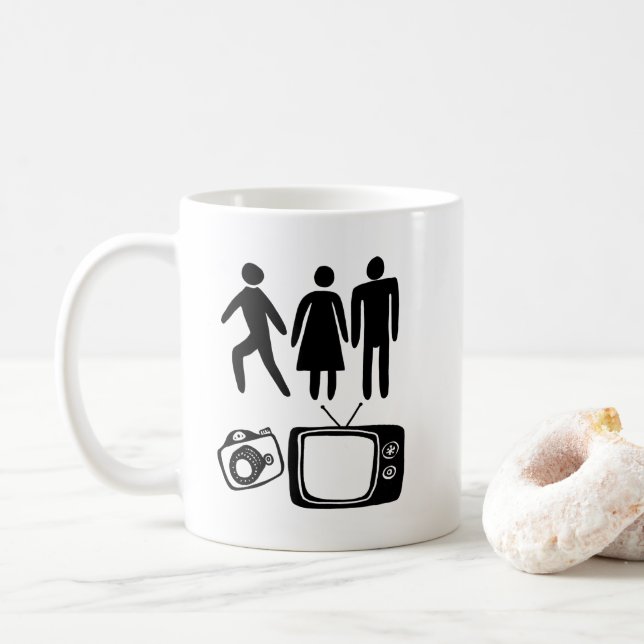 Taza De Café Persona Mujer Hombre Cámara TV (Con donut)
