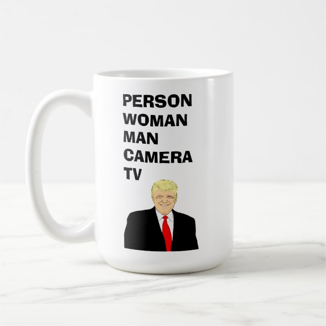 Taza De Café Persona mujer hombre cámara TV Funny Trump (Izquierda)