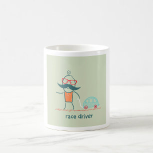 Taza De Café Personaje de Bigote de Piloto de Carreras Divertid