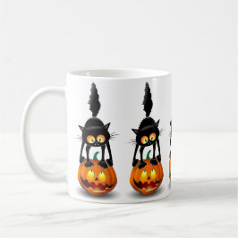 Taza De Café Personaje de caricatura asustado por Cat Halloween