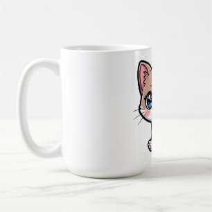 Taza De Café Personaje de dibujos animados de gato con ojos azu