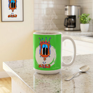Taza De Café Personaje de dibujos animados divertido, colorido 