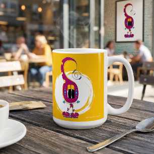 Taza De Café Personaje de dibujos animados divertido, colorido 