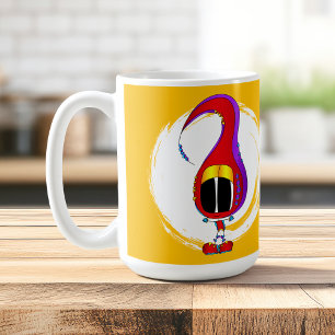 Taza De Café Personaje de dibujos animados divertido, colorido 