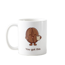 Personaje de grano de café confiado