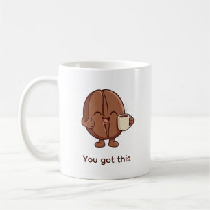 Taza De Café Personaje de grano de café confiado